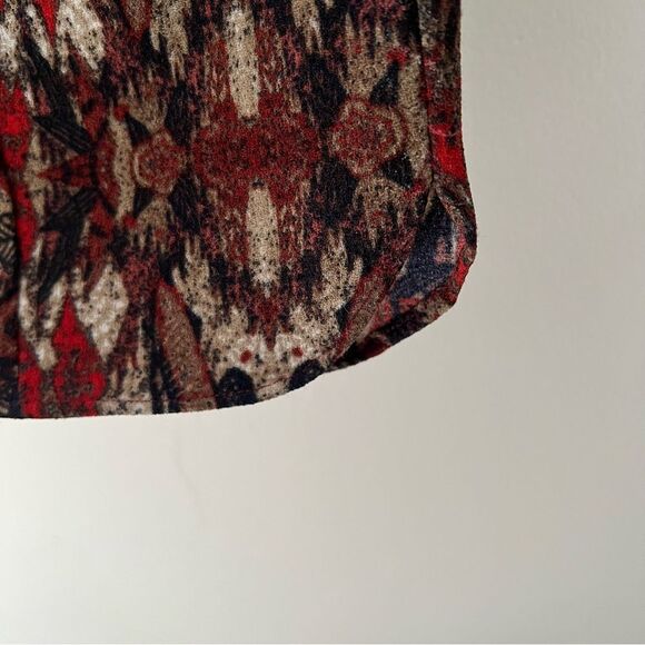 Anthropologie Cartonnier Boho Pants Pull On Ikat Print Red Multi Size XS - Picture 4 of 11
